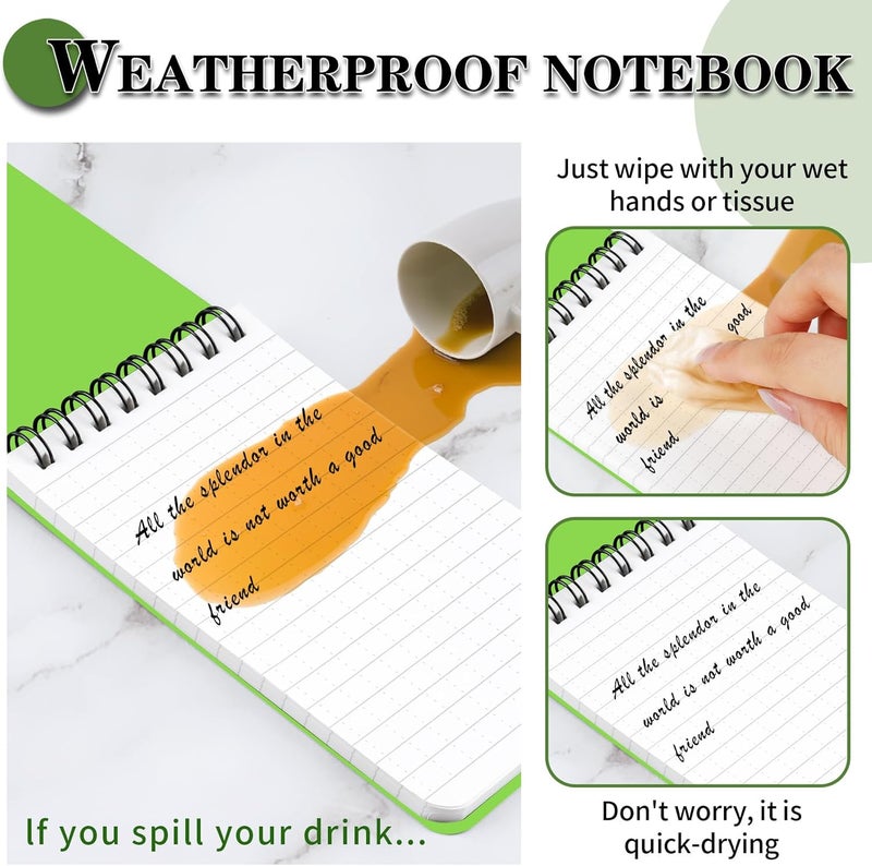 Coidea Waterproof Notebook, 4 Pack Top-Spiral Pocket Notepad, 3" x 5" Weatherproof NotePad, All Weather Police Pocket Notebook Little Memo Steno Note Pads for Outdoor Office School Recording, Mixcolor - Image 3